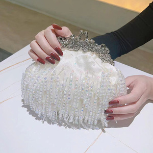 Fashion Women Beaded Tassels <b>Clutch</b> Bag Pearl Evening Dress Bag Evening <b>Clutch</b> Bags for <b>Wedding</b> Party - Product Image 4