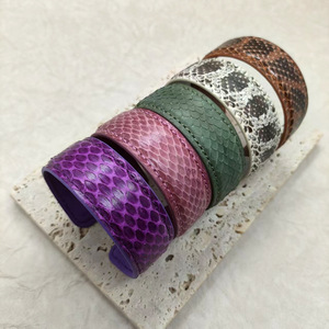 Genuine leather C shaped <b>bracelet</b> with adjustable opening and stitching understated luxury versatile daily matching accessory - Product Image 1