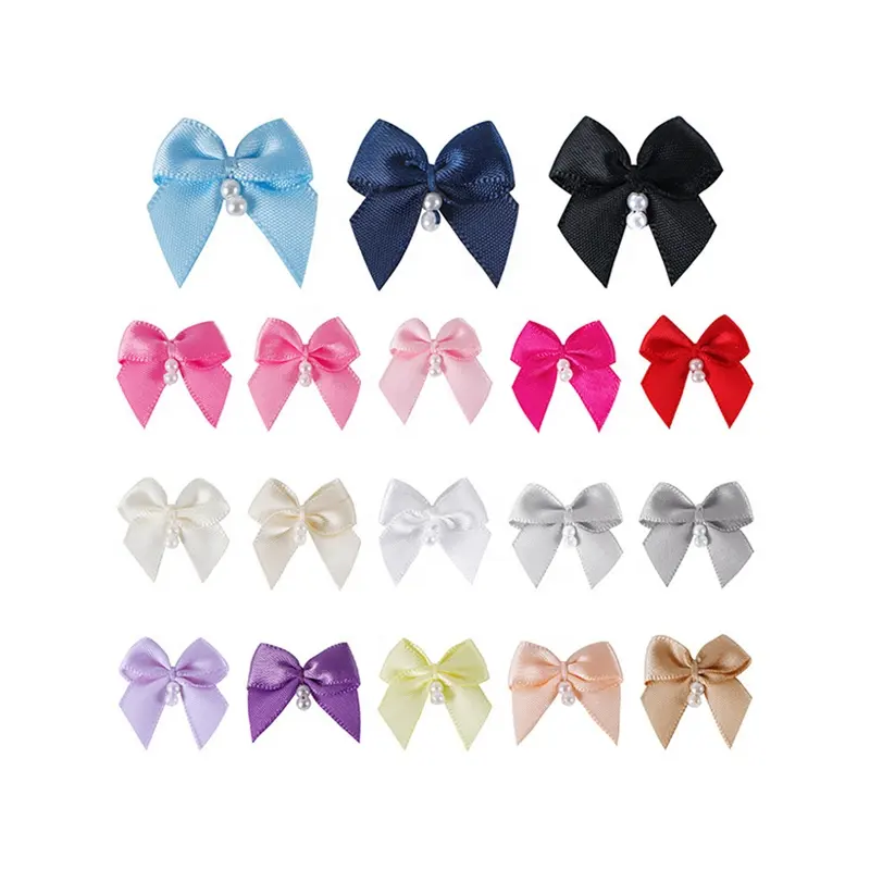 , Magolen nhà máy giá rẻ chất lượng cao 196 màu sắc tùy chỉnh tùy chỉnh Handmade Satin Ribbon Bow với ngọc trai cho quần áo lót