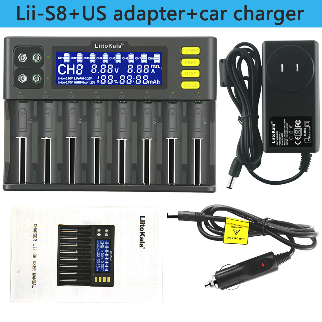 LiitoKala Lii-S8 充電器 Li-ion 3.7V/NiMH 1.2V対応 AA/AAA 18650用