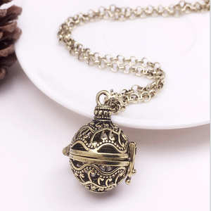 Kingcome Retro langkettige hohle Anhänger Harmony Bell Angel Ball Anhänger Halskette Wssential Oil Diffusor Halskette - Product Image 3