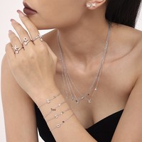Ensemble collier, bracelet, boucles d'oreilles et bague en acier inoxydable plaqué or 18 carats avec zircone, en forme de cœur, 26 lettres, YML & Mini