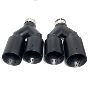 1 Paire (G+D) de doubles embouts d'échappement noirs en acier inoxydable, système de tuyaux d'échappement universels, silencieux pour BMW, Benz, <span class=keywords><strong>Golf</strong></span> <span class=keywords><strong>7</strong></span> - Product Image 3