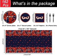 Kit de Fournitures pour Fête d'Anniversaire Thème Ninja : Bannières Suspendues, Spirales en Aluminium, Assiettes en Carton, Gobelets, Serviettes, Nappes, Couverts et Vaisselle Jetable