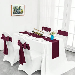 Kraliyet mavi saten masa koşucu 108 inç uzun parlak ve pürüzsüz ipek kumaş masa koşucu düğün için - Product Image 4