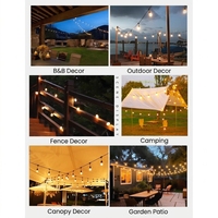 Guirlande lumineuse solaire d'extérieur LED ST38 Edison Bulb Smart IP44 en plastique décorative pour jardin, Noël, camping, patio