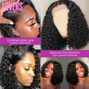 Perruques Courtes Bob en <span class=keywords><strong>Cheveux</strong></span> Humains Bouclés Kinky, Perruques Frontales en Dentelle Suisse pour Femmes Noires, Perruques Pixie Cut en <span class=keywords><strong>Cheveux</strong></span> Humains Bruts Vietnamiens - Product Image 2