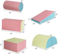 Vente chaude Pastel Couleur Étape et Glissière Grimpeur 5 Pièces Construction Jouet Enfants Blocs de Construction Ensemble pour Aire de Jeux Intérieure