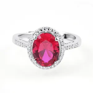 Luxury Jewelry 925 Sterling Silver Ring Lab Created Ruby Gemstone Ring For Girls