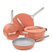 Ensemble de casseroles en céramique antiadhésives sans PFAS, 4 pièces, en aluminium, avec poignées en acier inoxydable, résistantes au four, pour la cuisine