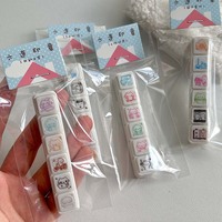 Cap jurnal gaya Korea, stempel jurnal baru Keyboard kreatif enam Tautan akun Mini dan kartu stempel kustom kartun fotosensitif