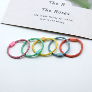 Korean Style <strong>Childrens</strong> Hair <strong>Tie</strong> Thin Elastic Rope Buckle Ponytail Holder Solid Color Daily Use Multicolor 5Pcs - Product Image 3