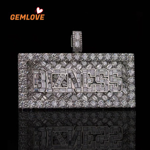 GEMLOVE Diamond Initial Pendant Cuban Link Custom 18K Solid Yellow Gold <b>Chain</b> <b>Name</b> Letter Necklace Men Boys Gift Party - Product Image 1