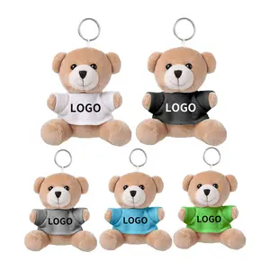 10cm Color Brown Bear Design Key Chain Soft Plush Toy Custom Logo Mini Soft Teddy Bear Plush Stuffed Toy