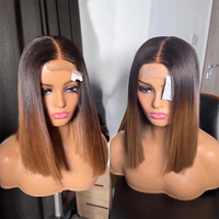 Perruques en cheveux humains vietnamiens lisses, double densité, avec fermeture frontale HD sans colle, couleur marron ombré, pour femmes noires, vente en gros