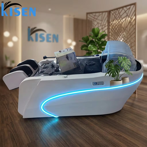 Cama de masaje de fibra de vidrio KISEN sin reposabrazos, amplio espacio para personas de talla grande, inicio con un botón, luz LED, silla de spa para cabeza de salón. - Product Image 2