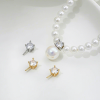 Vente en gros : Boucles d'oreilles clous en argent plaqué or 14 carats, forme cubique, accessoires DIY, perles et zircons, pendentifs faits main, bijoux