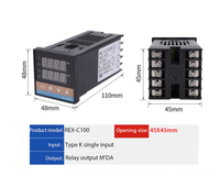 REX-C100 Tipe K Input Relay Output Tanpa Alarm Tampilan Digital Pendek Pengontrol Suhu Cerdas