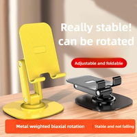 Support de téléphone portable de bureau pliable et réglable à rotation 360° en plastique avec base métallique, support universel pour tablette