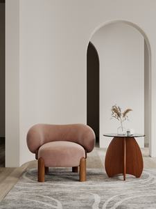 Sillón Individual Suave de Tela Bouclé Estilo Wabi Sabi para Oficina en Casa, Sofá Nórdico de Cachemira de Cordero - Product Image 2