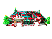 Parcours d'obstacles gonflable extérieur, labyrinthe gonflable de Noël, arène sportive Père Noël, aire de jeux géante gonflable pour enfants, châteaux gonflables