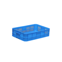 Caisse en plastique empilable bleue 605*415*145mm panier de roulement de légumes avec boîte de rangement logistique en maille fabriquée à partir de PP