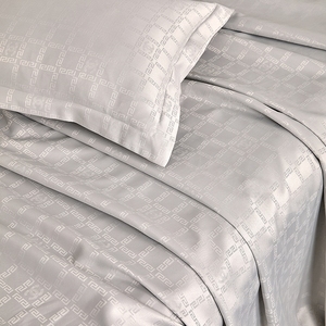 Parure <span class=keywords><strong>de</strong></span> lit 100 % coton blanc 300 fils/cm² en satin Jacquard « Château dans le ciel », douce, lisse et luxueuse, sur mesure, vente en gros - Product Image 4