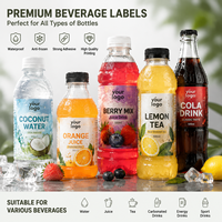 Autocollants personnalisés pour boissons en conserve, étiquettes enveloppantes avec code-barres, film résistant au gel pour thé glacé, café, soda infusé, limonade