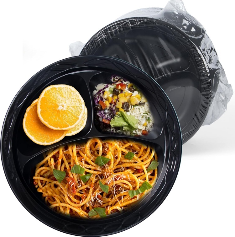Disposable 9 Inch Black Plastic Dinner