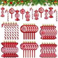 Ornement de Noël en forme de canne à sucre scintillante rouge et blanche avec corde dorée pour la décoration de l'arbre de Noël et des fêtes à la maison