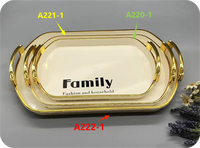 Ensemble de plateaux de service pour animaux de compagnie classiques en gros, luxe, poignée dorée argentée, sans BPA, non toxique, matériau PET de qualité alimentaire, plats, assiettes