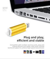 ZZX OEM ODM Lector de Tarjetas Multifuncional Cuatro en Uno de Aleación de Aluminio, Lector de Tarjetas de Memoria SD/TF/MS Duo/MS Micro para Teléfono Móvil y Cámara