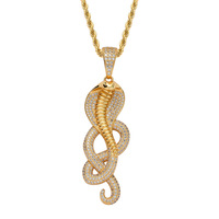 Collier pendentif Cobra en gros, serti de zircone cubique, bijoux hip-hop pour hommes