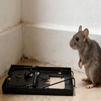 Piège à souris robuste en fer avec pédale sensible, attrapeur à ressort en métal noir réutilisable pour un contrôle rapide des souris en intérieur et en extérieur