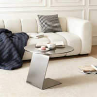 Table basse de balcon de style industriel et luxueux pour usage commercial - Mocha et table basse avec base en acier inoxydable
