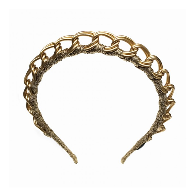 Cheap Wholesale Metal Chain Headband Women Bright Gold Hairband Sexy Girls  Headwear Hair Band Ladies Hair Accessories Hair Bands