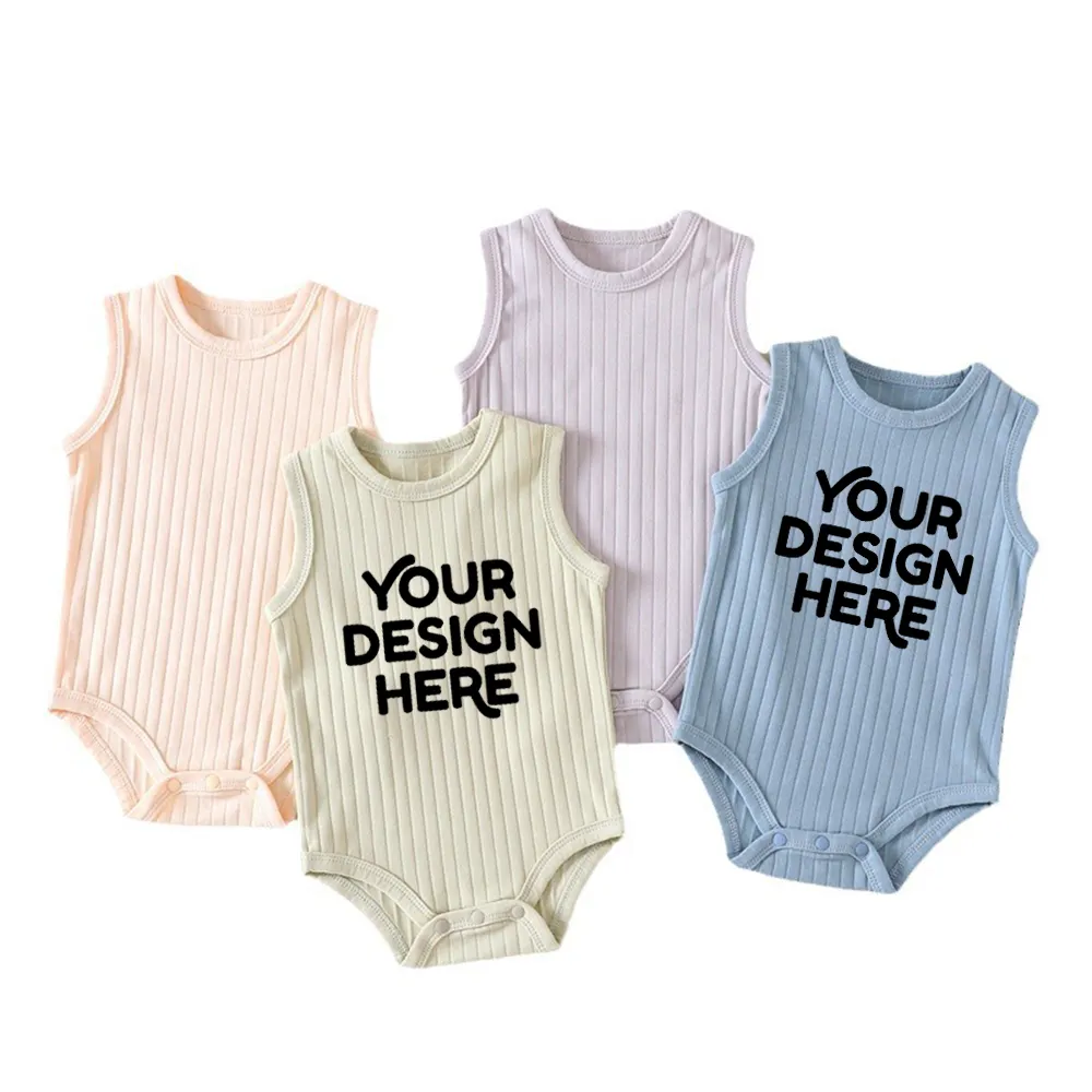 100% coton doux personnalisé accepté nouveau-né bébé vêtements 0-2Y tricoté body bébé impression conceptions nourrissons bébé barboteuses