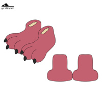 Vente en gros de pantoufles créatives en coton avec griffes de dinosaure, chaussures chaudes pour couple de dessins animés, pantoufles en peluche avec monstres pour hommes et femmes