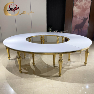 Lujoso marco de acero inoxidable cristal superior banquete Mesa serpentina boda - Product Image 6