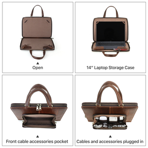 Borsa per Laptop da 14 Pollici con Tasca per Accessori per Dell HP Custodia da Viaggio in Pelle di Vacchetta con Cerniera per Macbook Pro CF3067 - Product Image 3