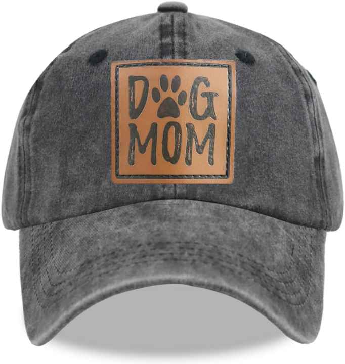 Mens cap Customized Unisex Dog Mom Vintage Jeans Adjustable Baseball Cap Cotton Denim Dad Hat Embroidered Ponytail Gray