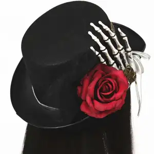 Cappello da uomo marrone nero scheletro di Halloween pirata modello di cappello ragno con teschio per la vendita