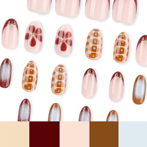 Uñas Postizas en Oferta, Estilo Francés Floral, Puntas de Uñas Usables, Parches de Uñas Artificiales al por Mayor - Product Image 2