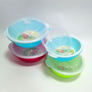 カバー付きふるい家庭用カラーキッチンウォッシュふるいプラスチック野菜フルーツラウンドプラスチックホームキッチン3L - Product Image 2