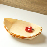 Barquettes alimentaires en bois de peuplier naturel, plateaux jetables biodégradables pour sushis et événements de restauration