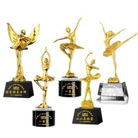 MH-NJ00766 Souvenirs personnalisés trophée de danse trophée en métal cristal doré femmes trophée tasse Statue pour danseuse
