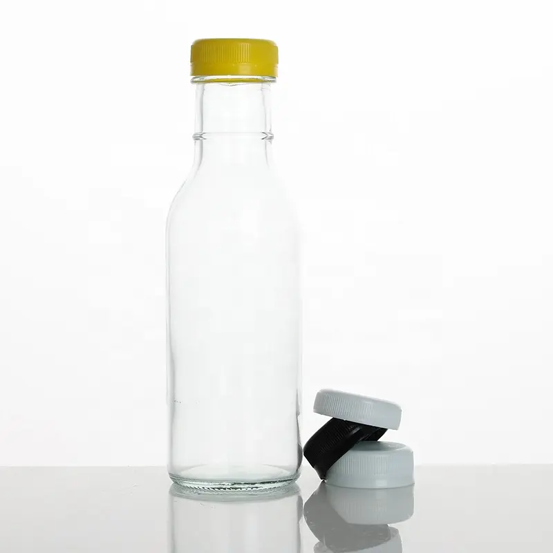 250Ml 350Ml 500Ml Food Grade Clear Glass Fles Voor Drank Met Plastic Deksel