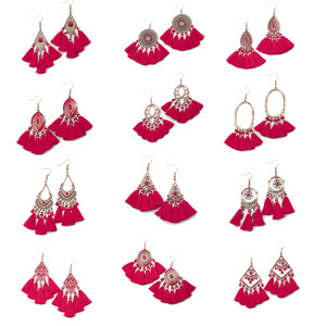 Tassel <b>Earrings</b> Rose Gold Plated <b>Red</b> Bohemia Style Drop <b>Earrings</b> For Women Gift 2024 - Product Image 5