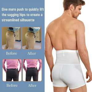 Pantalones Cortos Moldeadores de Abdomen <span class=keywords><strong>para</strong></span> Hombre, de Cintura Alta, Ropa Interior Reductora, Faja Abdominal Sin Costuras, Calzoncillos Tipo Bóxer de Algodón/Fibra de Bambú, ODM - Product Image 5