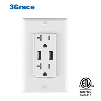 Prise murale chargeur USB avec 2 prises secteur 15A/20A 125V inviolable 2.1A/4.2A sortie prise duplex